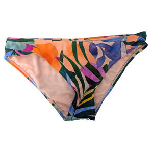Women's Bikini Bottom Large Orange Blue Floral Hipster Swimwear